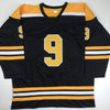 Autographed/Signed Johnny John Bucyk HOF 1981 Boston Black Hockey Jersey JSA COA
