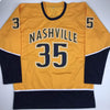 Autographed/Signed Pekka Rinne Nashville Yellow Hockey Jersey Beckett BAS COA