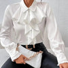 Women’s Ruffled Collared Blouse | Long Sleeve Dressy Work Top by FitiqueFit