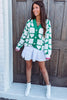 Sea Green Plaid Heart Knit V Neck Button Down Sweater Cardigan by Wild and Free Boutique