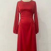 Women's Lace Up Waist-tight Puff Sleeves Dress