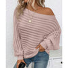 Off-Shoulder Batwing Sweater – Loose Knit Pull-Over for Fall by FitiqueFit