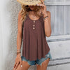 Women's Solid Color Round Neck Sleeveless Casual Button-up Top by My Store