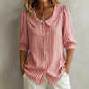 Striped V-Neck Top – Three-Quarter Sleeve Casual Shirt by FitiqueFit