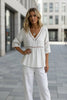 Women's V-Neck Hollow-Out Fringe Cotton-Linen Top by FitiqueFit