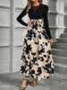 Trendy Tied Printed Round Neck Long Sleeve Midi Dress Elegant & Trendy Printed Dress for Women by Stevvex