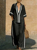 Women’s Color Block Shirt and Wide-Leg Pants Set by FitiqueFit
