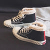 Women’s Warm Black Winter Thick Flat High-Top Velvet Canvas Shoes by FitiqueFit