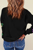 White Sequin MARDI GRAS Graphic Pullover Sweatshirt