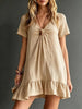 Women's V-Neck Short-Sleeve Midi Dress – Ice Silk Crepe Loose Casual by FitiqueFit