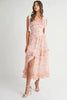 Floral Printed Shoulder Strap Midi Dress For Women – Floral Midi Dress, Shoulder Strap Dress, Ruffled Midi Dress, Feminine Floral Dress, Elegant Occasion Dress by Stevvex