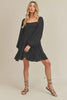 Ruffled Comfortable Hem Square Neck Balloon Sleeve Mini Dress For Women – Trendy, Romantic and Playful Style for Any Occasion by Stevvex
