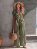 Retro Resort V-Neck Jumpsuit – Drop Shoulder, Loose Fit by FitiqueFit