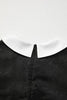 Floral Embossed Puff Sleeve Colorblock Bow Collared Mini Dress