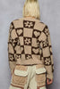 POL V-Neck Heart Pattern Checkered Sweater
