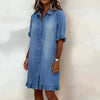 Women's Faux Denim Ruffle-Sleeve Shirt Dress by FitiqueFit