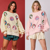 Women’s Christmas Egg Sequined Long-Sleeve Loose Sweatshirt by FitiqueFit