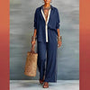 Contrast-Color Long-Sleeve Shirt & Pants Set – Two-Piece by FitiqueFit