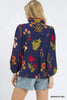 Umgee Flower Print Blouse with Scalloped Neckline by FitiqueFit