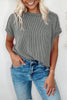 Rose Red Textured Knit Exposed Stitching T-shirt