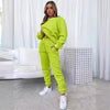 👚 Women's Solid Color Round Neck Pullover Sweatshirt & Pants Set by FitiqueFit