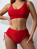 Bikini Twist Front V Neck High Waist 2 Piece Bikini Set for Women – Stretchy Tie Back Swimsuit with Drawstring Lace Up and Comfortable Fit – Trendy Solid Color Swimwear for Beach Days Pool Parties and Summer Vacations by Stevvex