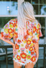 Multicolor Floral Print V Neck Half Sleeve Blouse