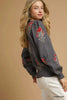 Umgee Single Flower Stem Jacquard Sweater by FitiqueFit