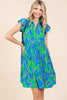 New Summer Leaf Print Ruffle Sleeve Tiered Mini Dress – Fluttering, Fresh and Playful Leaf Pattern with Feminine Ruffle Sleeves by Stevvex