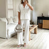 Women's V-Neck Loose Short-Sleeve Top & Wide-Leg Pants Set by FitiqueFit