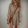 Solid Color Fashion Long Sleeve Stitching Dress Women