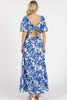 New Summer Cutout Back Floral Sweetheart Neck Puff Sleeve Dress – Unique, Romantic and Trendy Floral Dress with Puff Sleeves and Cutout Back by Stevvex