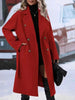 Womens Winter Coat Trend Lapel Double-breasted Trench Coat With Belt Winter Fashion Solid Color Long Jacket Outwear Women Clothing Notched Lapel Collar Double Breasted Pea Coat Winter Wool Blend Over Coats Long Jackets by Stevvex