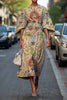 Geometric Print Batwing Sleeve Flowy Maxi Dress – 12 Styles, XS–XXXL by FitiqueFit
