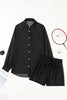 Black Sheer Tunic Shirt Drawstring Shorts 2pcs Swim Cover Up by Wild and Free Boutique