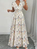 Women's V-Neck Floral Print A-Line Midi Dress – High Waist Sleeveless by FitiqueFit