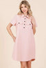 New Button Detail Collared Neck Short Sleeve Shirt Dress For Women – Chic, Trendy, Casual, Unique, Versatile & Classic Elegance by Stevvex