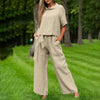Round-Neck 3/4 Sleeve Top & Pants Two-Piece Set – 6 Colors, S–XXL by FitiqueFit