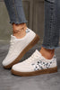 White Suede Leopard Color Block Trim Lace-up Casual Shoes by Wild and Free Boutique
