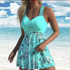 Women's Printed Dress-Style Swimsuit – Sleeveless One-Piece by FitiqueFit