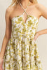New Summer Floral Print Halter Neck Tiered Mini Dress For Women – Elegant Halter Neckline Dress with Crisscross Detailing and Playful Tiered Skirt by Stevvex