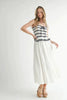 Crochet Stripe Knit Eyelet Mix Midi Dress – Crochet Midi Dress, Stripe Knit Dress, Eyelet Mix Dress, Trendy Midi Dress, Versatile Midi Dress by Stevvex