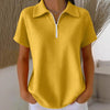 Drop Shoulder Half-Zip Waffle Knit Top – 3/4 Sleeve Pullover by FitiqueFit