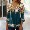 Women’s V-Neck 3/4 Sleeve Button-Front Tunic Blouse by FitiqueFit