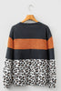 Black Color Block Leopard Patchwork Long Sleeve Casual Top by Wild and Free Boutique