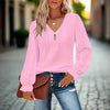 Plus Size Women's V-Neck Solid Top by FitiqueFit