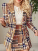 Women’s Elegant Plaid Skirt Suit Set by FitiqueFit