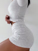 Square Neck Long Sleeve Top and Shorts Set