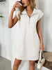 Retro Brown Half-Zip Cap Sleeve Mini Dress Classic & Vintage Design Dress For Girls by Stevvex
