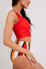 Black Square Neck Sleeveless Fashion Print Tankini Set